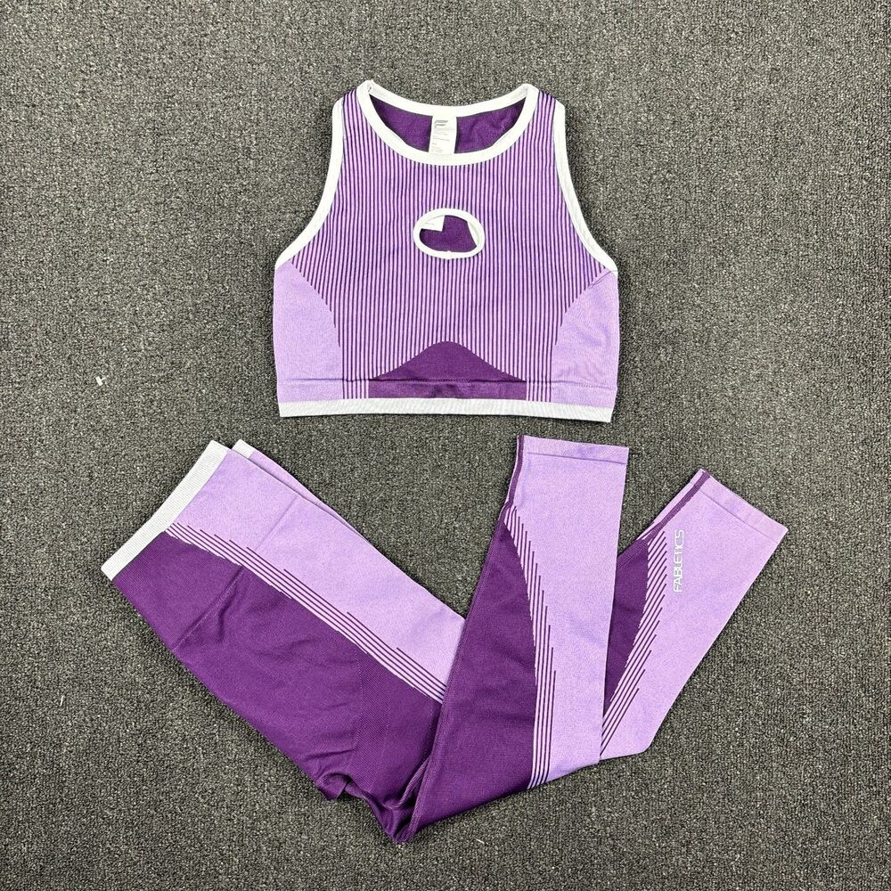 Fabletics Workout Set Fusion Sports Bra & Leggings Purple Athletic Size XL